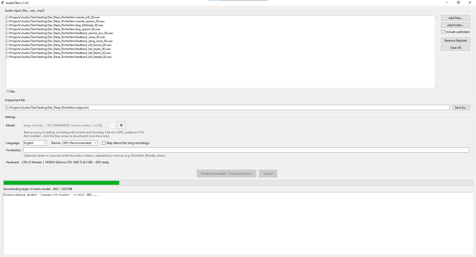 Audio 2 Text Screenshot 1