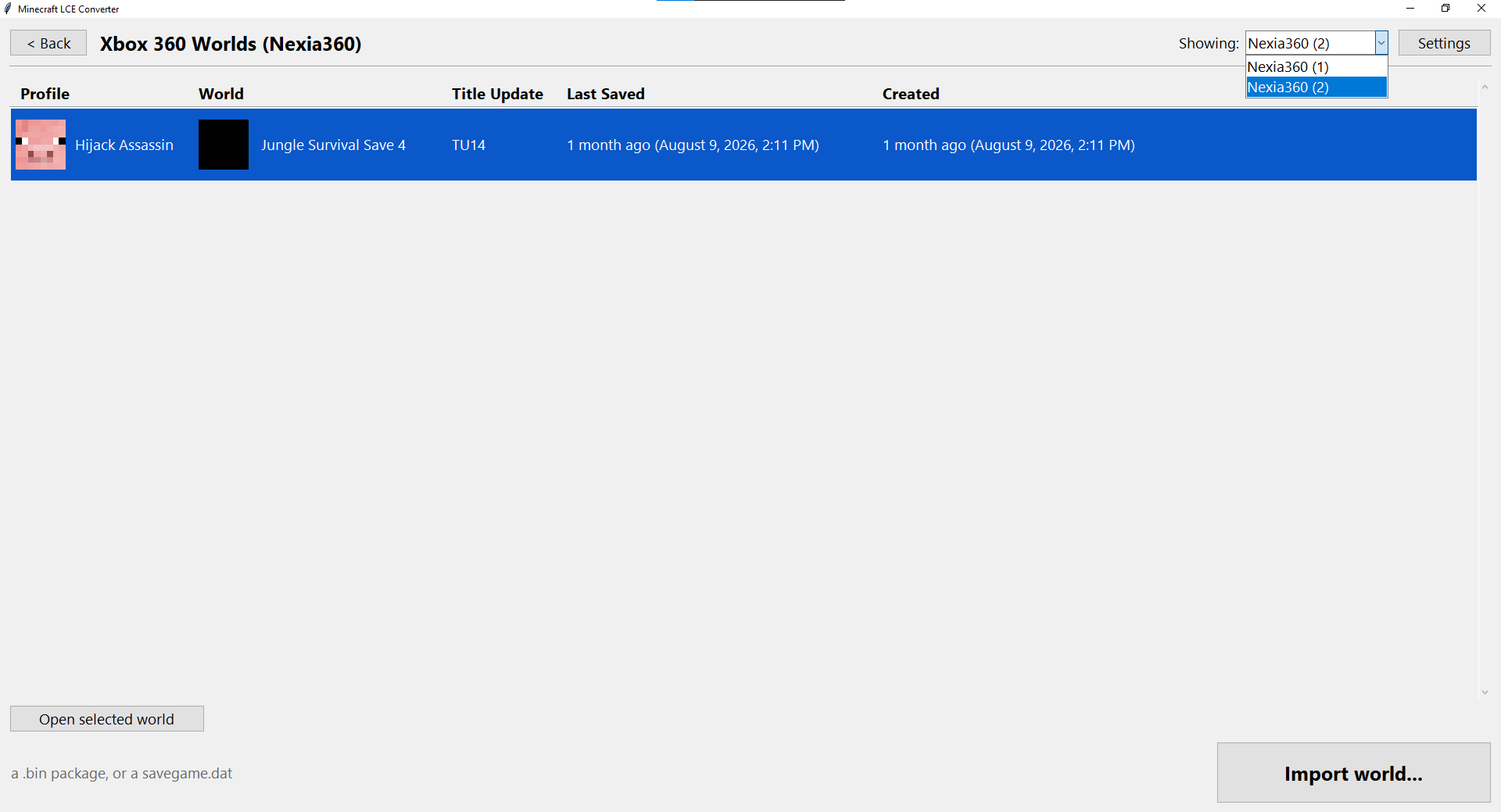 Minecraft LCE Converter Screenshot 2
